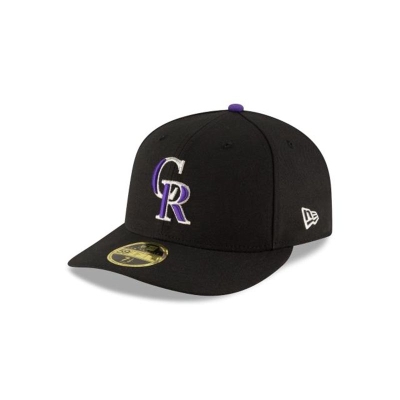 Black Colorado Rockies Hat - New Era MLB Authentic Collection Low Profile 59FIFTY Fitted Caps USA7682504